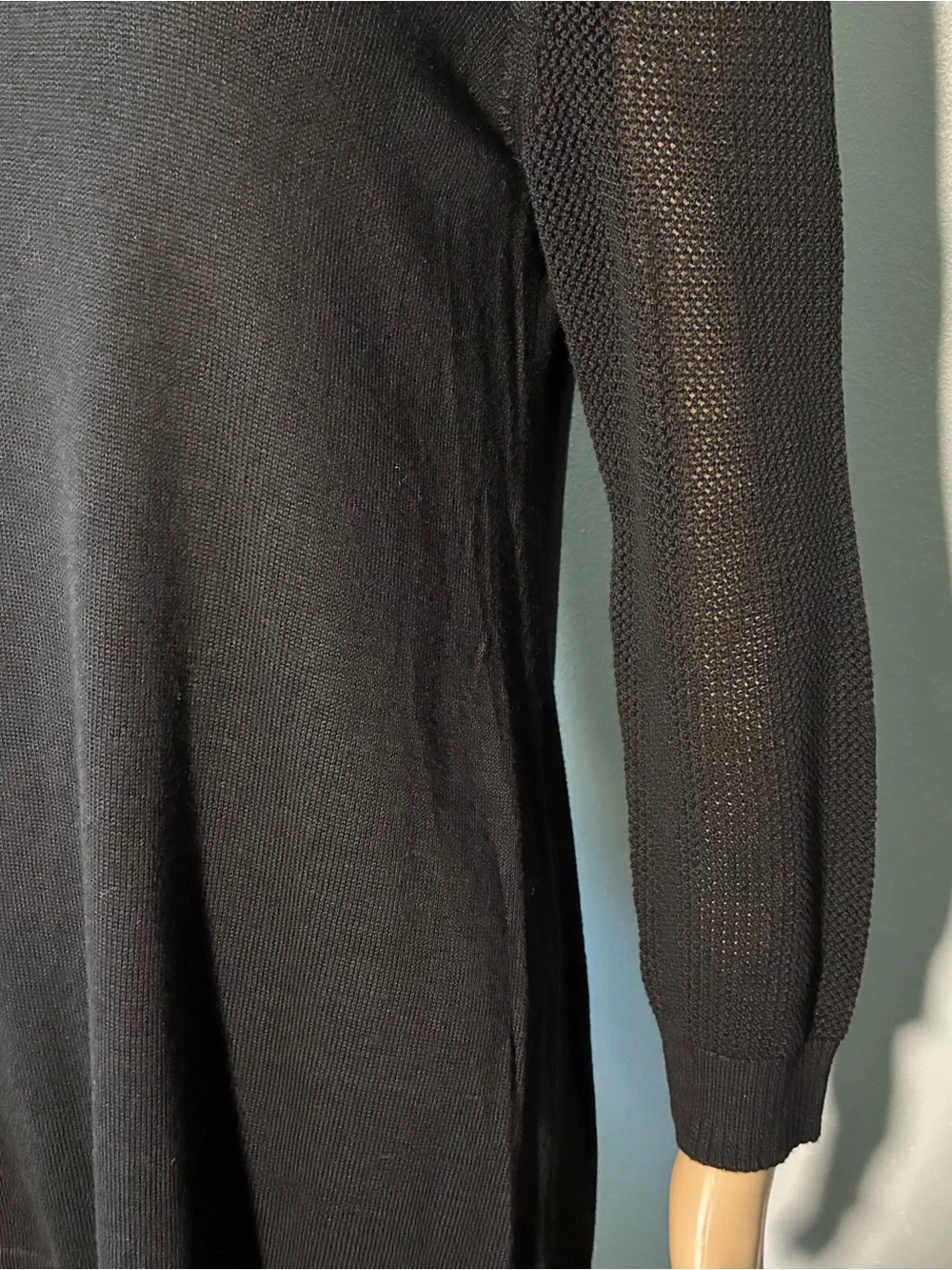 Cable & Gauge Women's Sweater M Black Knit Mesh Lightweight Oversized Pullover